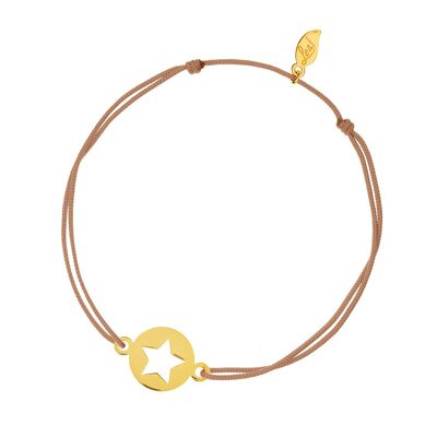 Bracelet porte-bonheur Étoile, or jaune 14 carats, beige