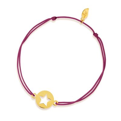 Pulsera de la suerte Star, oro amarillo de 14 K, Burdeos