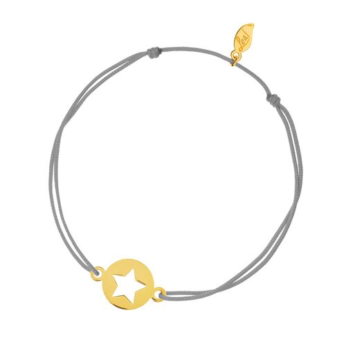 Glücksbändchen Star, 14 K Gelbgold, Grau