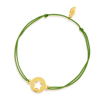 Glücksbändchen Star, 14 K Gelbgold, Grün