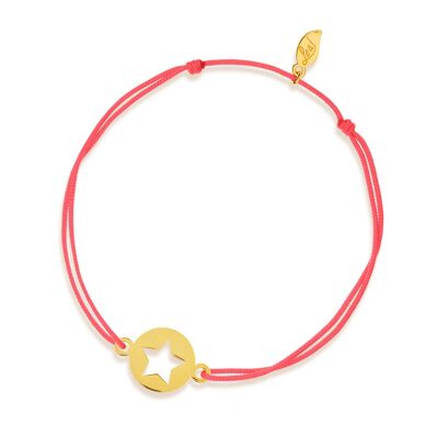 Lucky bracelet Star, 14K yellow gold, coral