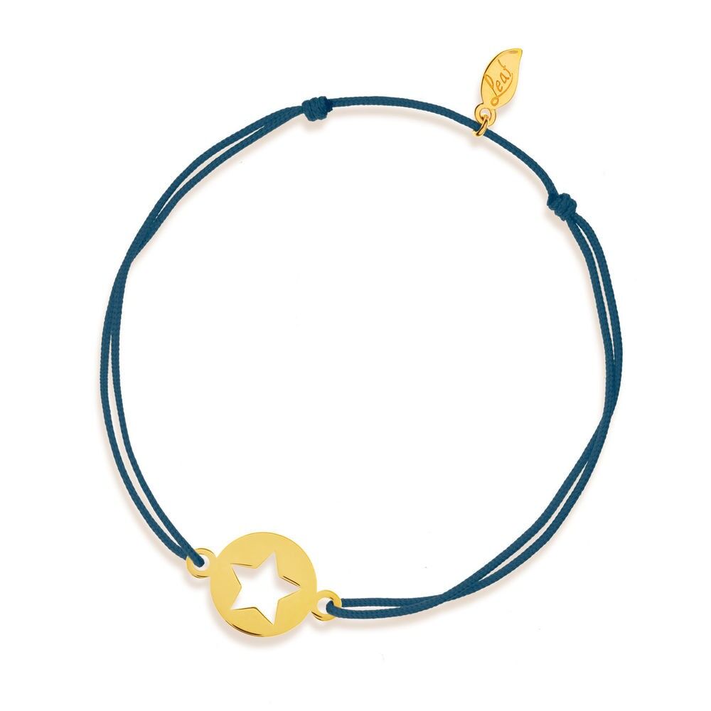 Bracciale portafortuna Star, oro giallo 14 k, blu navy