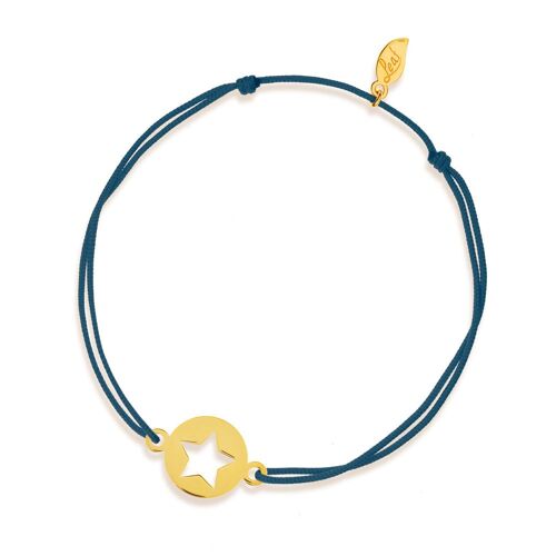 Glücksbändchen Star, 14 K Gelbgold, Navy