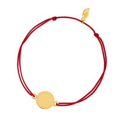 Lucky ribbon plate, 14 k yellow gold, red