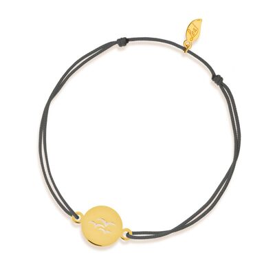 Lucky bracelet Birds, 14 k yellow gold, anthracite