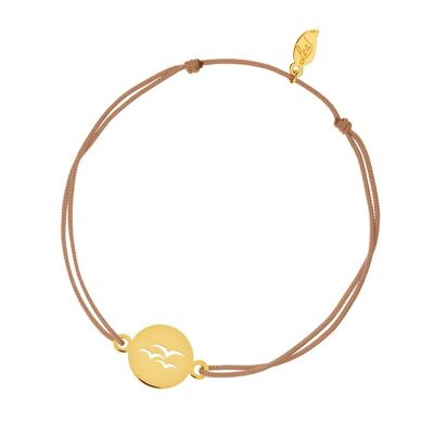 Bracelet porte-bonheur Oiseaux, or jaune 14K, beige