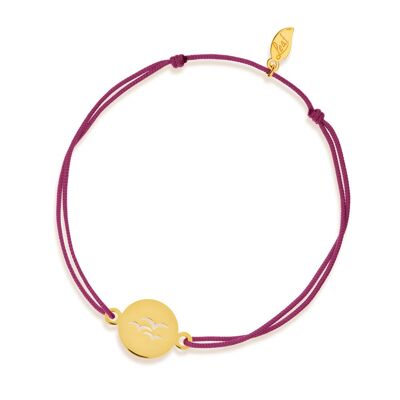 Pulsera de la suerte Birds, oro amarillo de 14 quilates, Burdeos