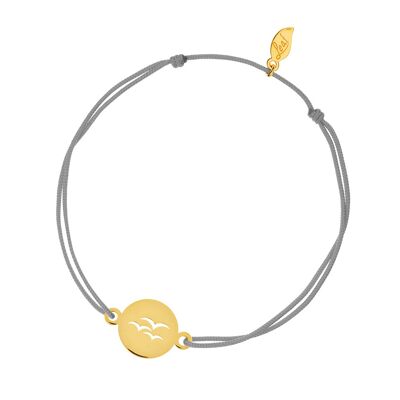 Bracelet porte-bonheur Oiseaux, or jaune 14K, gris