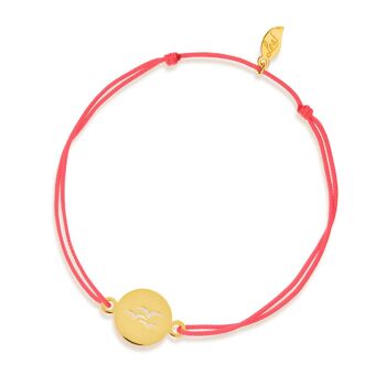 Bracelet porte-bonheur Oiseaux, or jaune 14 carats, corail 1