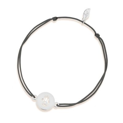 Bracciale portafortuna Mano di Fatima, oro bianco 14 K, antracite