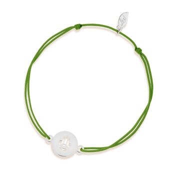Bracelet porte-bonheur Main de Fatima, or blanc 14 carats, vert 1