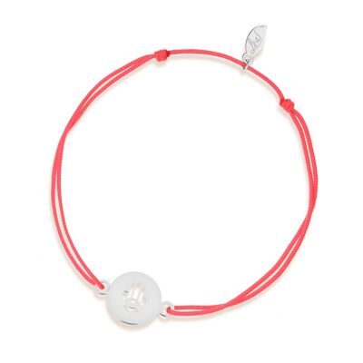 Pulsera de la suerte Mano de Fátima, oro blanco de 14 K, coral