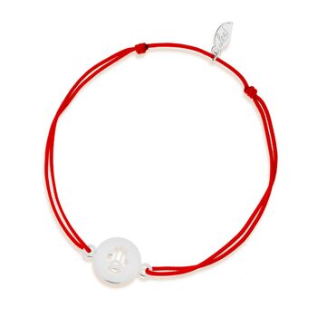 Bracelet porte-bonheur Main de Fatima, or blanc 14 carats, rouge 1
