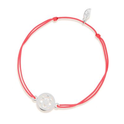 Bracciale Lucky Clover, oro bianco 14 K, corallo