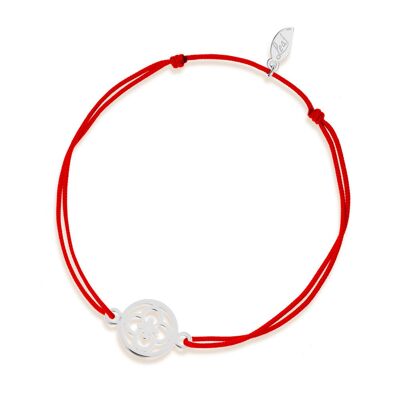 Bracelet porte-bonheur Trèfle, or blanc 18 carats, rouge