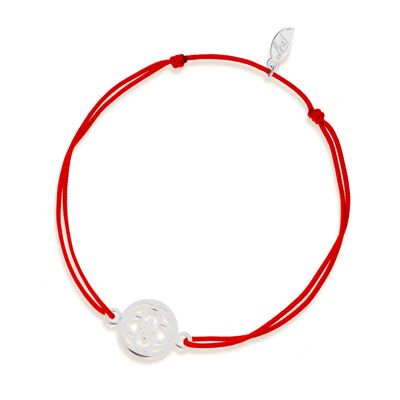 Bracciale portafortuna Clover, oro bianco 18 carati, rosso