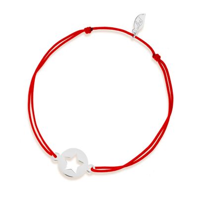 Bracelet porte-bonheur Étoile, or blanc 14 carats, rouge