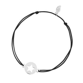 Bracelet porte-bonheur Étoile, or blanc 14 carats, noir 1
