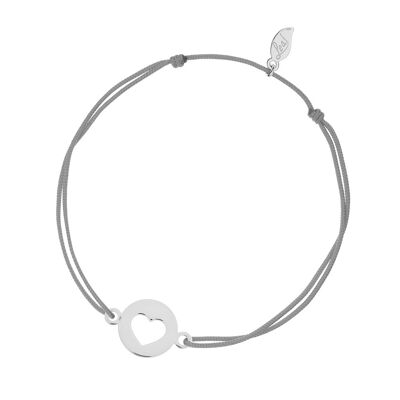 Bracciale portafortuna Cuore, oro bianco 14 K, grigio