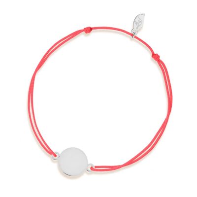 Lucky ribbon plate, 14 K white gold, coral