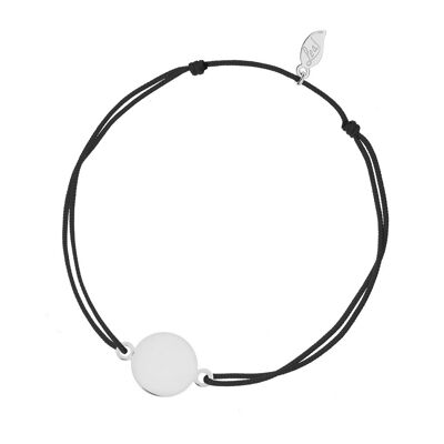 Pulsera de la suerte en oro blanco de 14 K, negro