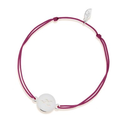 Bracciale Lucky Birds, oro bianco 14 K, Bordeaux