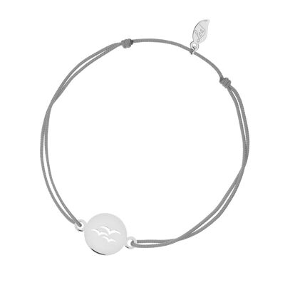 Pulsera de la suerte Birds, oro blanco de 14 K, gris