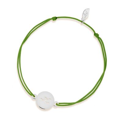Lucky bracelet Birds, 14 K white gold, green