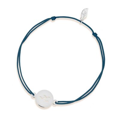 Pulsera de la suerte Birds, oro blanco de 14 K, azul marino