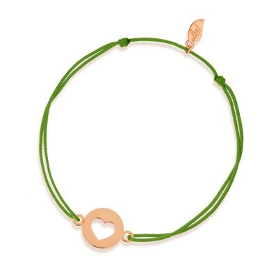Bracelet porte-bonheur Main de Fatima, or rose 14 carats, vert