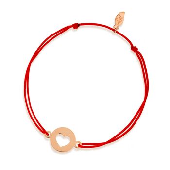 Bracelet porte-bonheur Main de Fatima, or rose 14 carats, rouge 1
