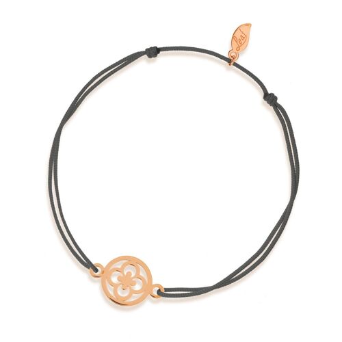 Glücksbändchen Clover, 14 K Rosegold, Anthrazit