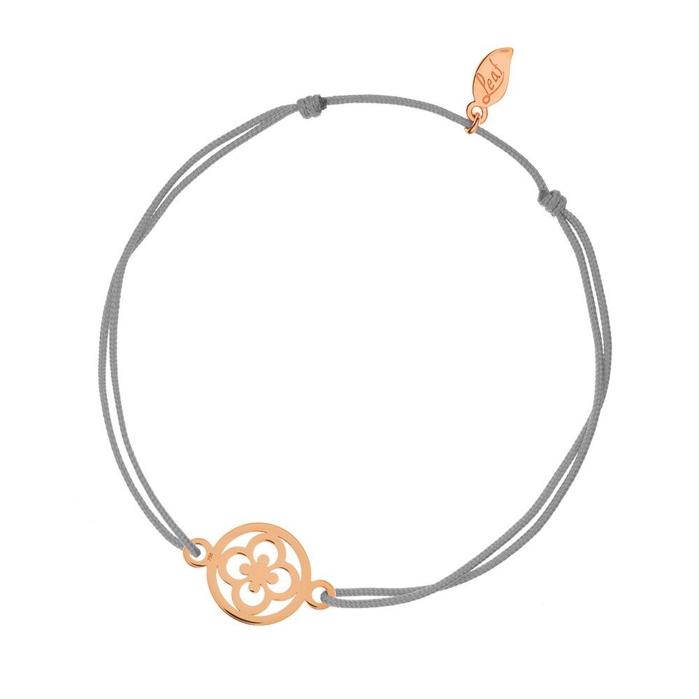 Glücksbändchen Clover, 14 K Rosegold, Grau