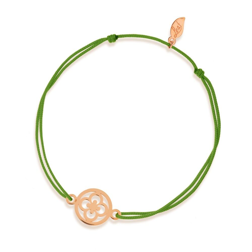Lucky bracelet Clover, 14 K rose gold, green