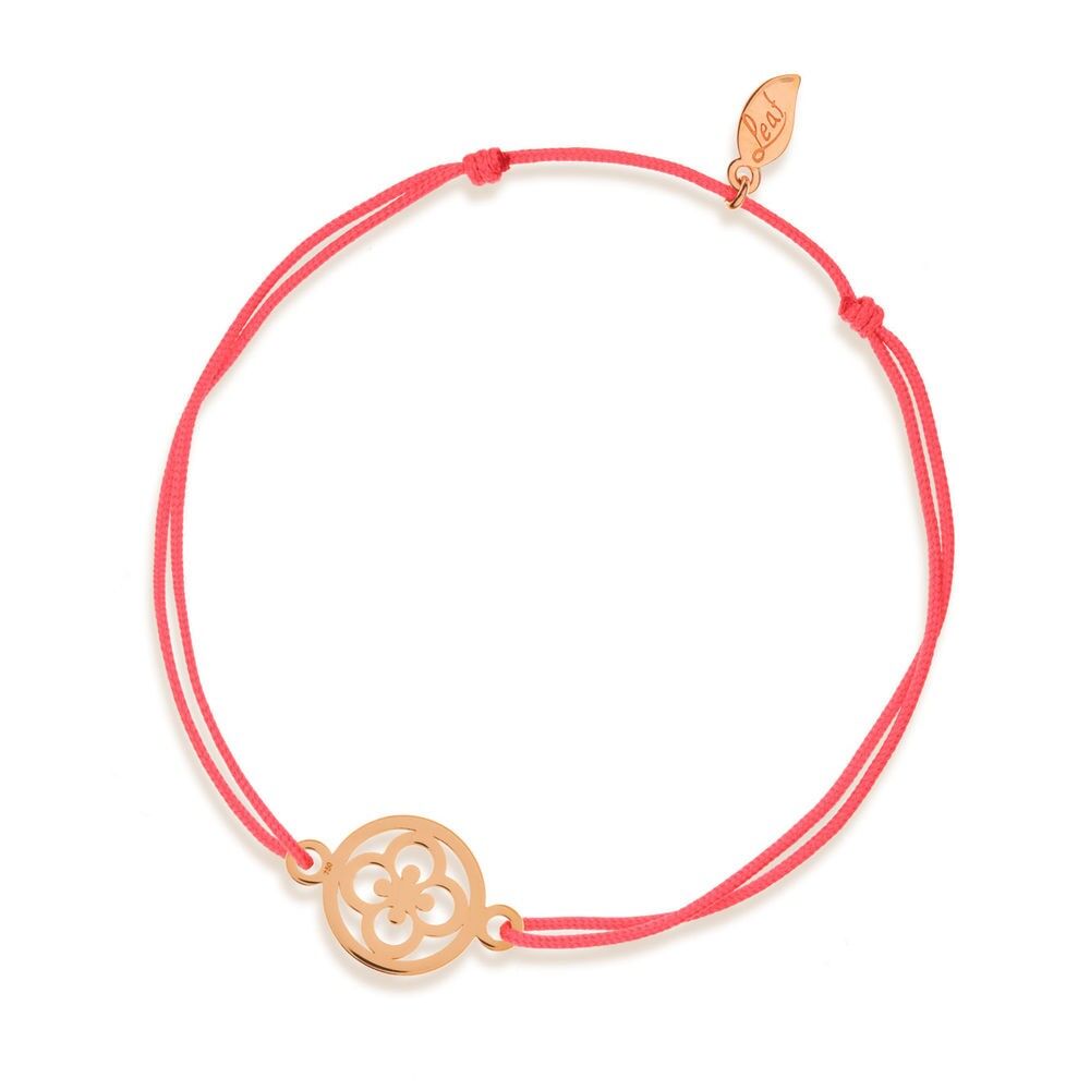 Glücksbändchen Clover, 14 K Rosegold, Koralle