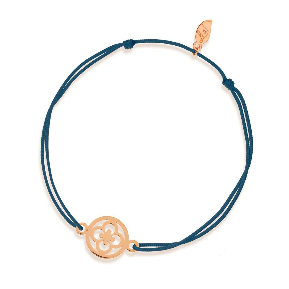 Glücksbändchen Clover, 14 K Rosegold, Navy