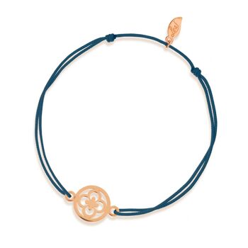 Bracelet porte-bonheur trèfle, or rose 14 carats, marine 1