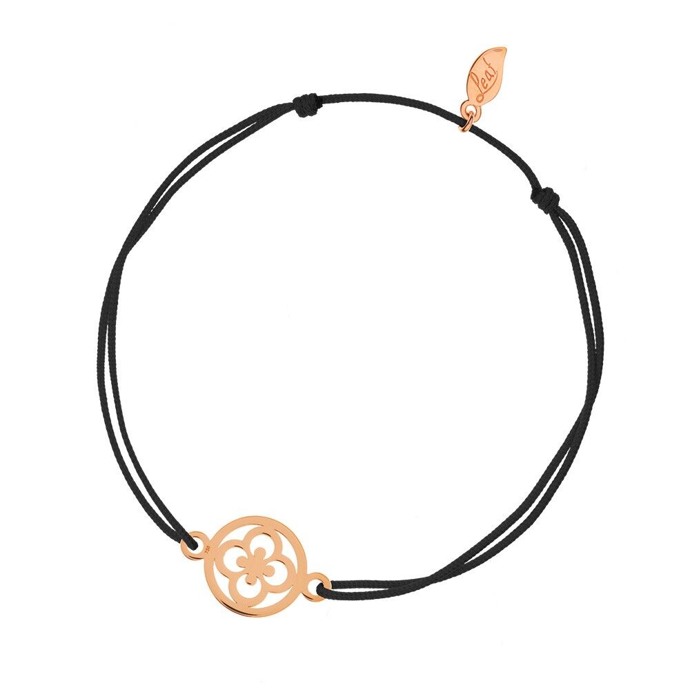 Lucky bracelet Clover, 14 K rose gold, black