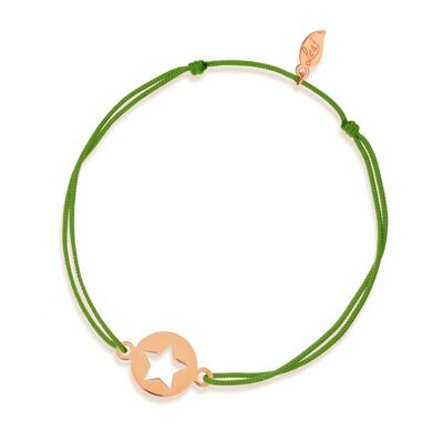 Bracciale portafortuna Star, oro rosa 14 K, verde