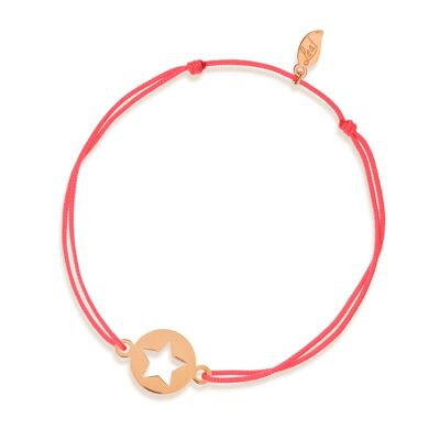 Pulsera de la suerte Star, oro rosa de 14 K, coral