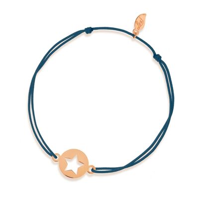 Braccialetto fortunato Star, oro rosa 14k, blu navy