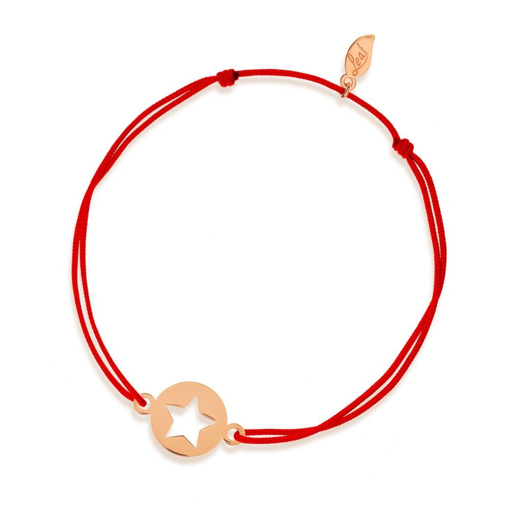 Bracciale portafortuna Star, oro rosa 14 K, rosso