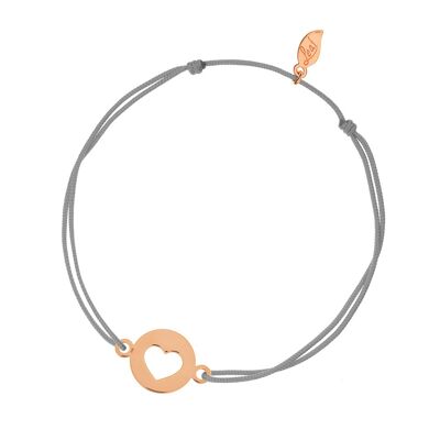 Glücksbändchen Heart, 14 K Rosegold, Grau