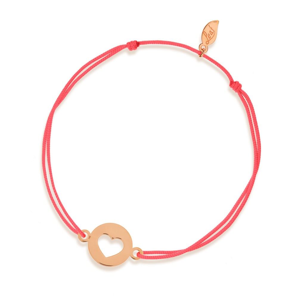 Lucky bracelet Heart, 14 K rose gold, coral