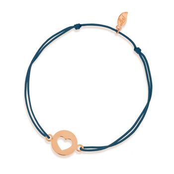 Bracelet porte-bonheur Cœur, or rose 14 carats, Marine 1