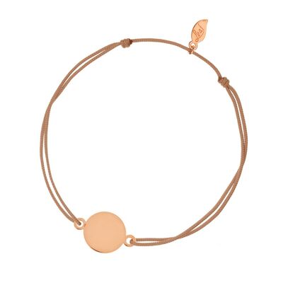 Plato de cinta de la suerte, oro rosa de 14 K, beige