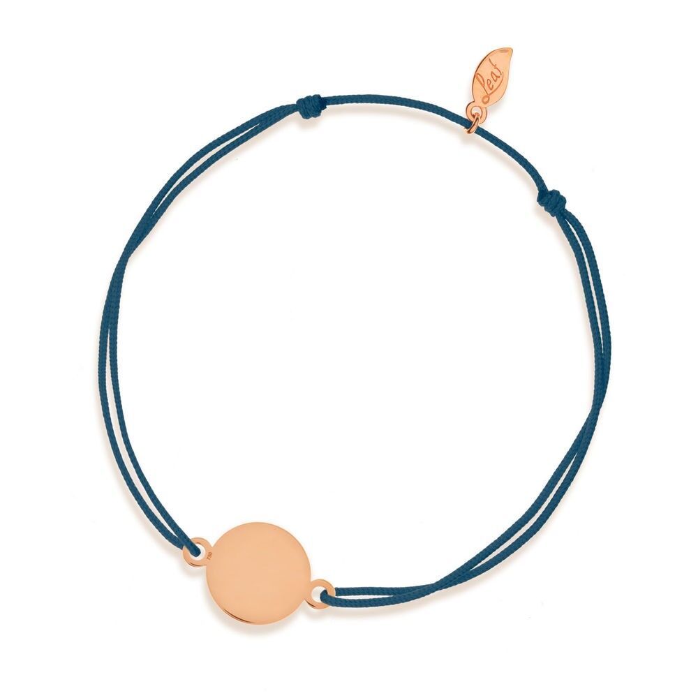 Piatto nastro portafortuna, oro rosa 14 carati, blu navy