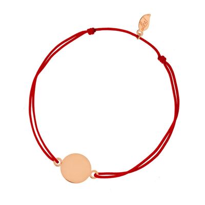 Piatto nastro portafortuna, oro rosa 14 K, rosso