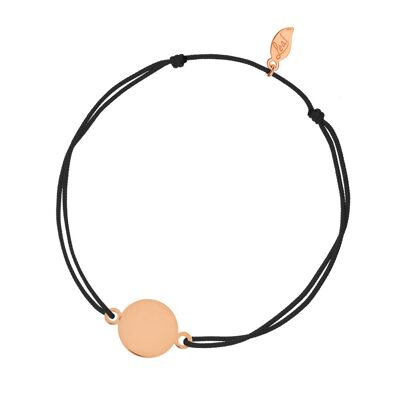 Glücksbändchen Plate, 14 K Rosegold, Schwarz