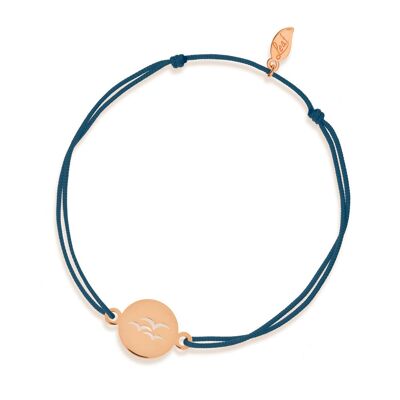 Pulsera de la suerte Birds, oro rosa de 14 K, azul marino